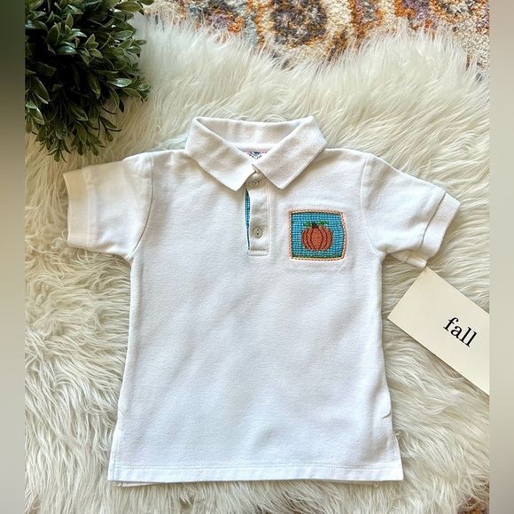 Smocked Pumpkin Polo Shirt - 2T - Picture 1 of 5